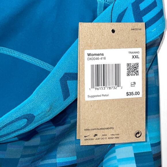 Nike Pro 3" Graphic Printed Mid Rise Training Shorts Tight Fit, Blue XXL - Picture 8 of 8